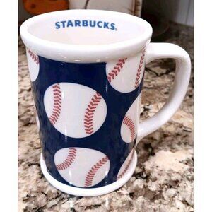 Vintage 2007 Starbucks Coffee Mug Cup 16 fl oz Baseballs Rare Large Starbucks